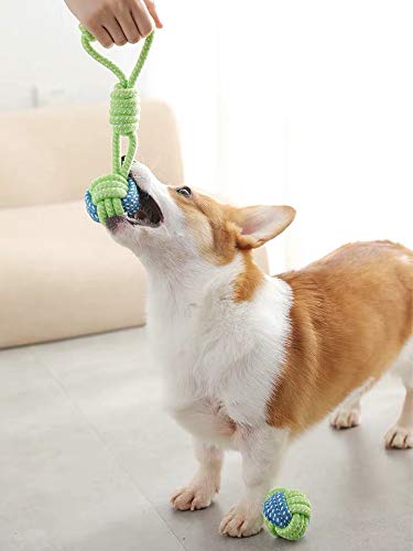 Knotted Woven Pet Dog Toy，Eco-Friendly Cotton Rope Toys, Bite-Resistant Rope Knot Dog Toy，Medium/Small Dogs Toy，Not Suitable for Dogs with Strong Aggressive Chewing Drop ball②