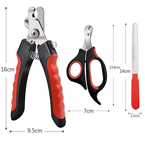 Pet Nail Clippers and Trimmers Set Safety Guard to Avoid Over Cutting Razor Sharp Blades Grooming Tool for All Small Large Dog Cat Red - PawsPlanet Australia