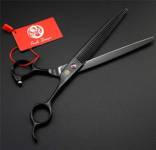 Purple Dragon 8.0 inch Dog Hair Cutting, Curved and Thinning Scissors Shear Pet Grooming Tool Kit Black - PawsPlanet Australia