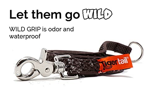 Tiger Tail 6FT Brown Wild Grip Premium Coated Nylon Dog Leash for Large Medium & Small Dogs - Waterproof and Odor Proof, Easy Grip, Durable & Lightweight Alternative-Leather Lead | Brown, 6ft 6 ft - PawsPlanet Australia