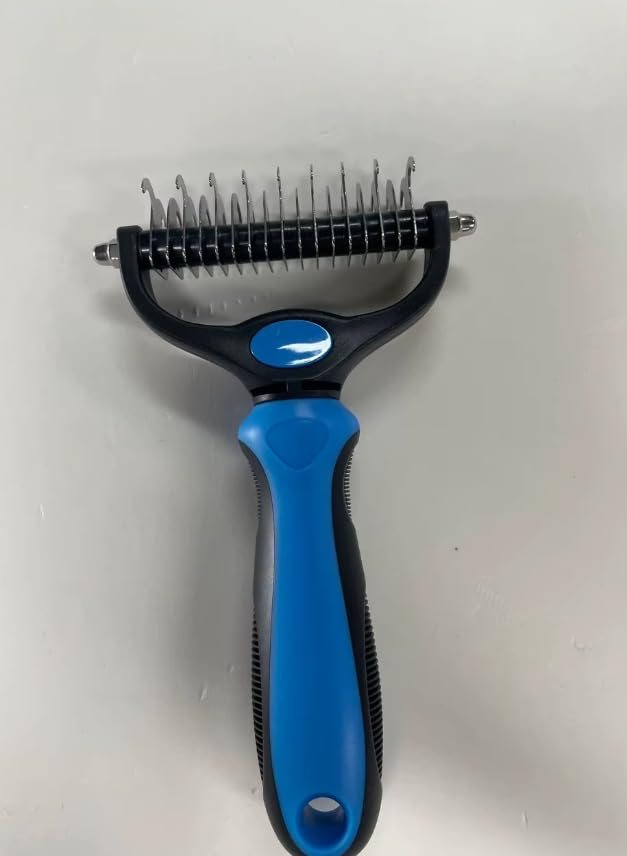 Pet Deshedding Brush for Dogs & Cats – Professional Grooming Tool for Short & Long Hair, Removes Loose Fur & Undercoat, Reduces Shedding S (two-sided 11+6 teeth): 17.0/7.4/2.5cm Color: Blue S - PawsPlanet Australia