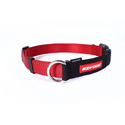 EzyDog Checkmate Martingale Collar for Dogs – Premium Nylon Training Dog Collar for Easy Control with no Choking (Medium, Red) Medium