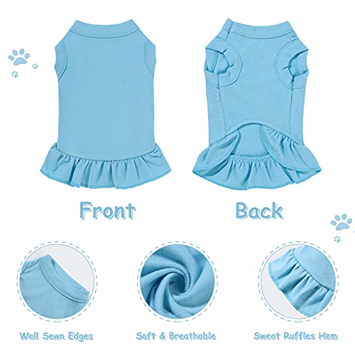 6 Pieces Dog Dresses Shirt Skirt Sleeveless Dress Breathable Pet Shirts with Ruffles Puppy Sundress Outfits for Dogs and Cats (L Size) L Size - PawsPlanet Australia