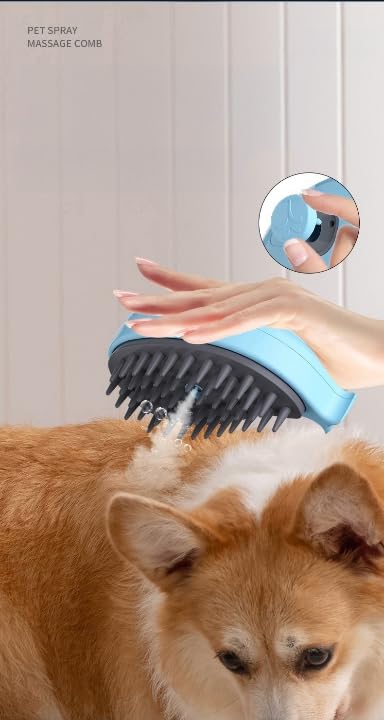 Cat steam brush，Pet steam brush，Cat steam brushes for indoor cats，3 In 1 Cat Steamy Brush,Cat brush with steam，Dog brush，Cat hair steam brush (Beige Avocado) (Beige Avocado) (Blue Fish) Blue Fish - PawsPlanet Australia