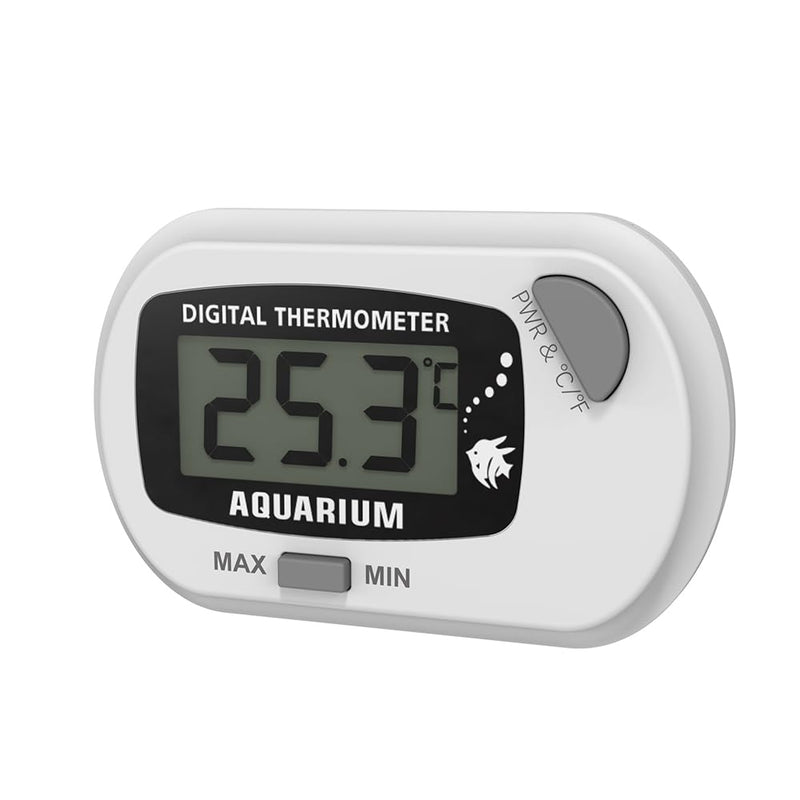 Stick-On Fish Tank Thermometer Reptile Thermometer Hygrometer Digital Thermometer Aquarium Thermometer Reptile Thermometer with MAX/MIN LCD Display Terrarium Water Temperature Test (White Gray)