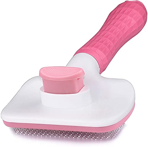 Cleaning Slicker Brush Self Cleaning Pet Hair - Gentle Deshedding Brush Gloves - Efficient Pet Hair Remover Mitt - - Ideal for Dogs and Cats with Long and Short hair (Pink) Pink