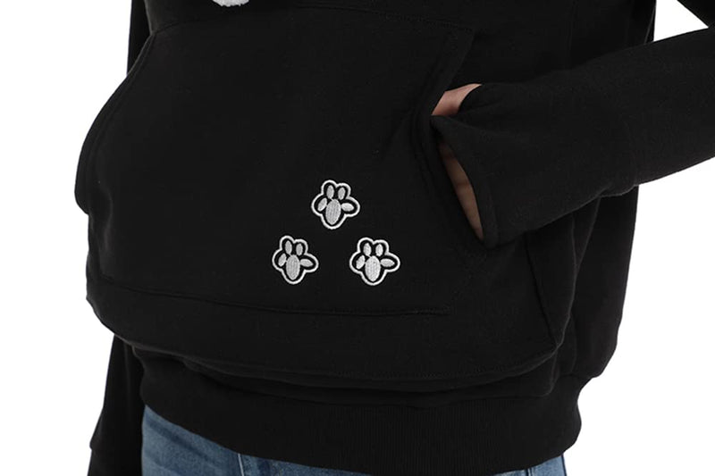 LINYUCHEN Cat Dog Pouch Hoodie Large Pet Pouch Sweatshirt Puppy Kitten Holder Carrier Pullover Shirt Unisex Hoodies X-Large Black - PawsPlanet Australia