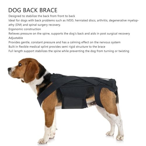 Dog Back Brace, Adjustable Dog Back Brace, Comfortable, Durable Dog Back Brace, Recovery Bandage After Spine Surgery, Herniated Disc (S)