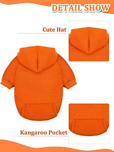6 Pieces Dog Hoodie Dog Clothes Sweaters with Hat, Pet Winter Clothes Warm Hoodies Coat Sweater for Small Dogs Chihuahua(S) S - PawsPlanet Australia