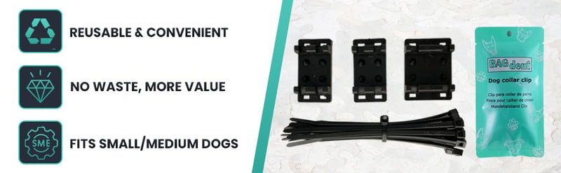 Dog Collar Clip - Allows The Rest of The Protective Collar to Be Used for Another Dog or Next Season, 3 Clips, 20 Fixing Ties - PawsPlanet Australia