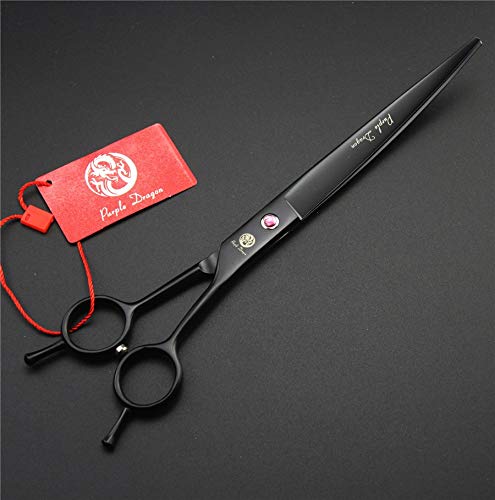 Purple Dragon 8.0 inch Dog Hair Cutting, Curved and Thinning Scissors Shear Pet Grooming Tool Kit Black - PawsPlanet Australia