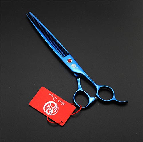 Purple Dragon 8.0 inch Dog Hair Cutting, Curved and Thinning Scissors Shear Pet Grooming Tool Kit Blue - PawsPlanet Australia