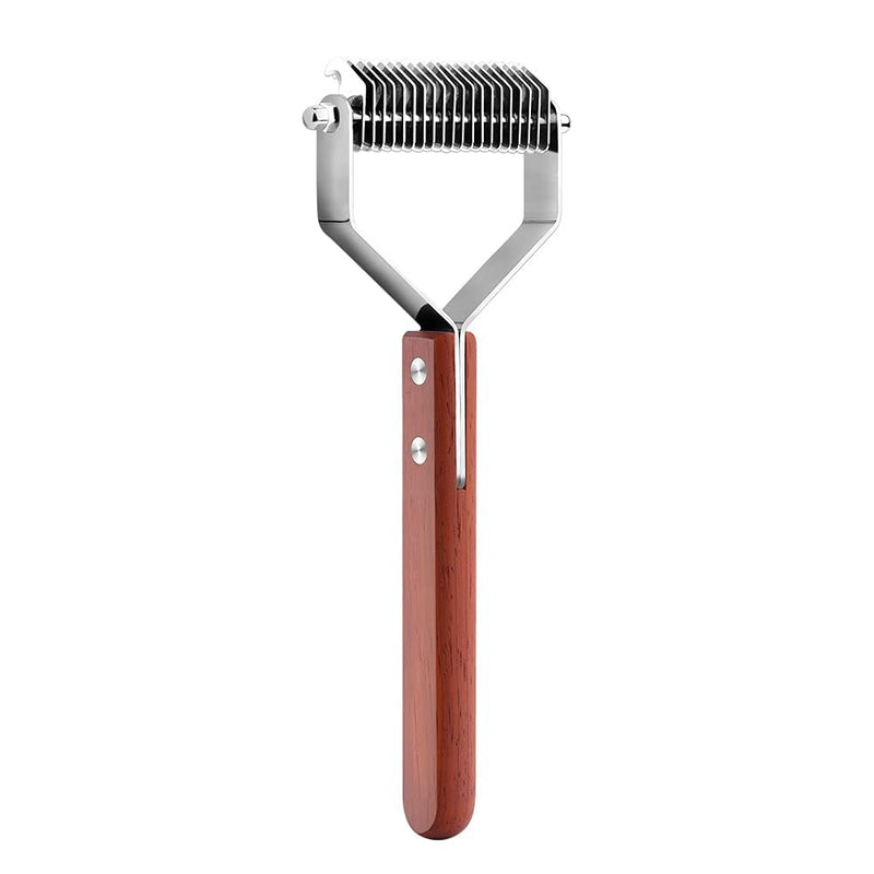 Awtang Undercoat Rake for Dogs, Cats Grooming Dematting Comb, 20 Stainless Steel Blades Wooden Handle Dog Brush - PawsPlanet Australia