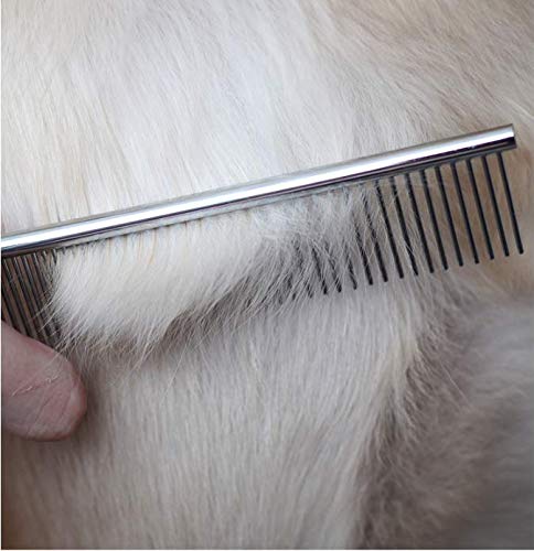 Dog Metal Comb 7.5inch Dogs Dematting Tool Pet Grooming Comb Stainless Steel Teeth Cats Pubby Comb for Removing Hair (L: 19x5cm) L: 19*5cm - PawsPlanet Australia