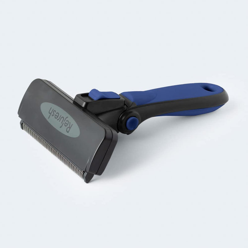 Deshedding Dog Brush for Short/Medium Hair (Large,Blue) – Gentle Deshedding tool for Dogs & Cats – Reduces shedding, without damaging topcoat. Removes Loose Fur & Dead Undercoat. blue Large - PawsPlanet Australia