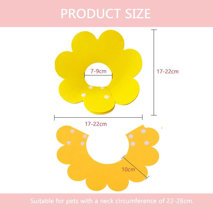 Amexo 3-Piece Cat Protective Collar - Soft, Anti-Bite, Adjustable, Felt, Pink, Yellow, Orange