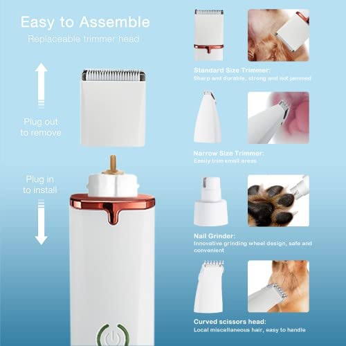 Dog Nail Grinder Haircutting System, Upgraded Electric Rechargeable Quiet Cat Paws Trimmer,Grooming Tool Kit For Small Pets, Pet Hair Trimmer Painless Grooming Kit for Small Medium Large Dogs & Cats - PawsPlanet Australia