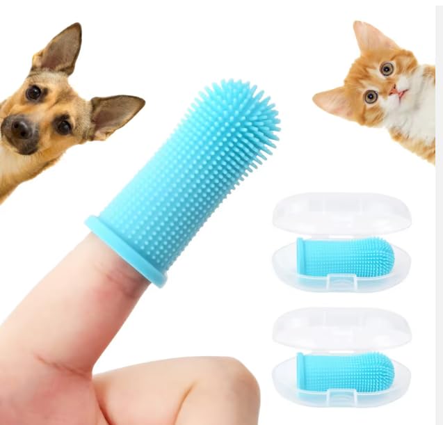 Generic Lulu Pets Dog Toothbrush, 360º Dog Tooth Brushing kit, cat Toothbrush, Dog Teeth Cleaning, Dog Finger Toothbrush, Dog Toothbrush for Small and Large Pets (Blue) Blue