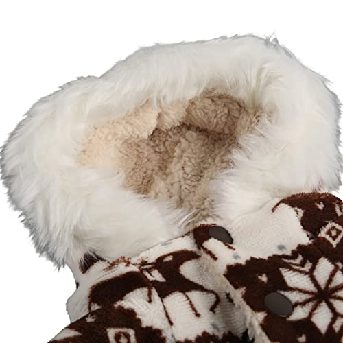 Christmas Dog Hooded Coat Thick Snowflake Elk Dog Winter Jacket for Small Medium Dogs (M) M