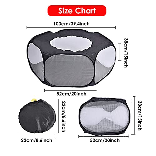 Small Animals Cage Tent, Pet Playpen with Top Opening Foldable Breathable Yark Fence for Guinea Pig, Rabbits, Hamster, Chinchillas and Hedgehogs (Black) Black - PawsPlanet Australia