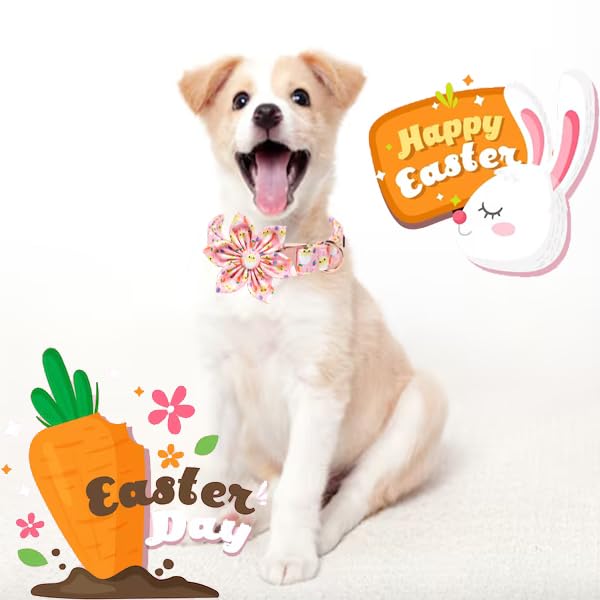 Unique style paws Easter Dog Collar Puppy Collars Harnesses & Leads For Dogs Uk Bow Tie Soft Adjustable Cute Flower Comfortable Collars Pet Gift For Small Medium Large Dogs XL PINK XL - PawsPlanet Australia