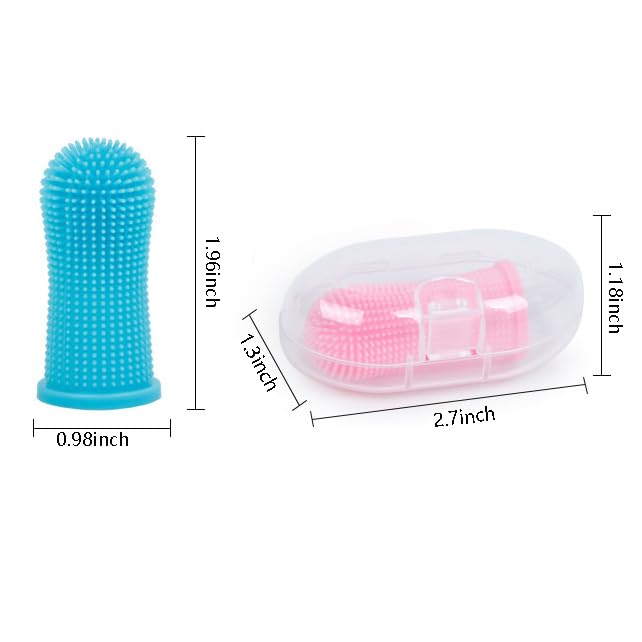 Pet Finger Toothbrush 360º Finger Toothbrush Puppy Toothbrush Cat Toothbrush for Pet Teeth Cleaning&Dog Dental Care (Pink, 2 Pack) 1 Count (Pack of 1) Pink