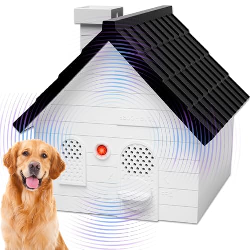 Anti Barking Device, Ultrasonic Dog Bark Deterrent Devices up to 50 Ft Range, 4 Modes Dog Barking Silencer Stop Barking Dog Indoor & Outdoor, Black-White