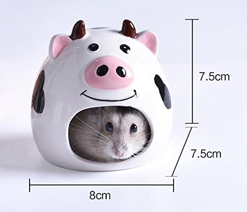 Small Animal Hideout Ceramic House Critter Bath House Cave Mini Hut Cage for Chinchilla Hamster WHITE