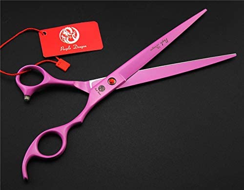Purple Dragon Professional 7.0 inch 4PCS Pet Grooming Scissors Kit Japan Premium Steel Straight & Curved & Thinning Blade Dog Hair Cutting Shears Set with Case Pink - PawsPlanet Australia