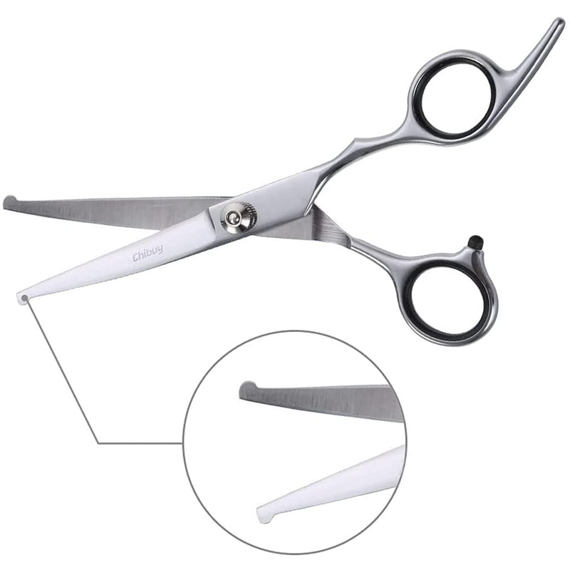 Chibuy Curved dog grooming scissors with Round Tips, Pet Shear for Cats, 4CR Stainless Steel Bending, Professional Tools for Home Stainless Steel Curved Scissors - PawsPlanet Australia