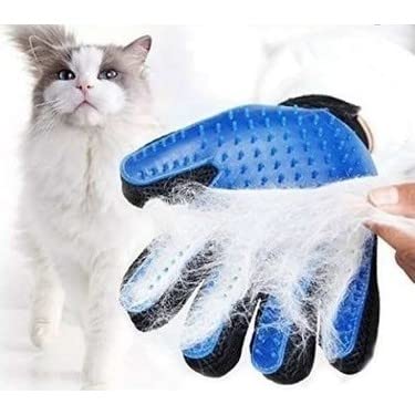 Pet Hair Remover Glove - Gentle Pet Grooming Glove Brush - Deshedding Glove - Massage Mitt with Enhanced Five Finger Design - Perfect for Dogs & Cats with Long & Short Fur - 1 Pack (Right-Hand), Blue - PawsPlanet Australia