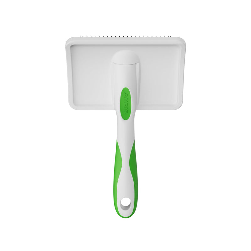 Andis 68540 Self-Cleaning Animal Slicker Brushes with Curved Stainless-Steel Bristles for All Breeds - Reduces Shedding by Up to 90%, Removes Tangles, Dirt & Loose Hair – Large, Green - PawsPlanet Australia