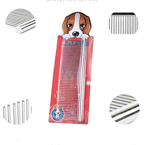 Dog Metal Comb 7.5inch Dogs Dematting Tool Pet Grooming Comb Stainless Steel Teeth Cats Pubby Comb for Removing Hair (L: 19x5cm) L: 19*5cm - PawsPlanet Australia
