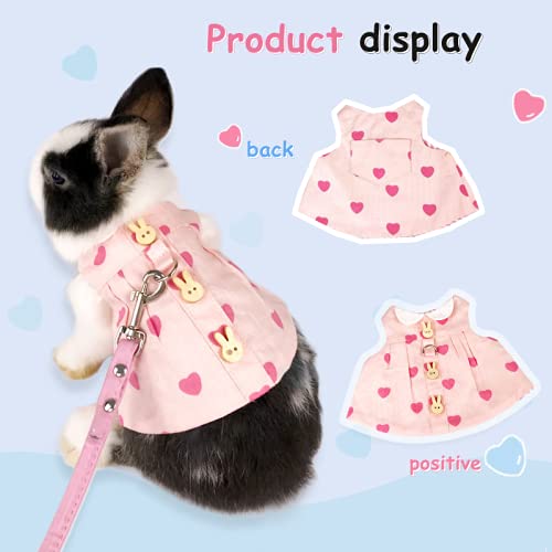Guinea Pig Clothes,Rabbit Harness,Ferret Bunny Clothes with Pet Rabbit Harness and Leash Mini Hat Bag Cute Brooch for Kitten Small Animal Collars Medium Pink - PawsPlanet Australia