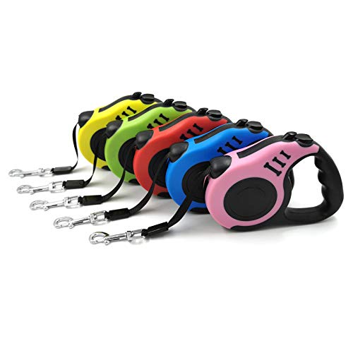 360° Tangle-Free Retractable Automatic Dog Leash | 16 ft Strong Nylon Tape | One-Handed Brake, Pause, Lock (Red, Large) Red - PawsPlanet Australia