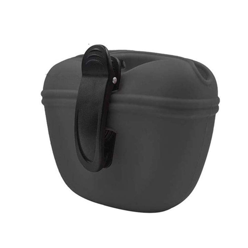 Silicone Dog Treat Pouch-Small Training Bag-Portable Dog Treat Bag for Leash with Magnetic Closure and Waist Clip[US Design Patent] dark grey