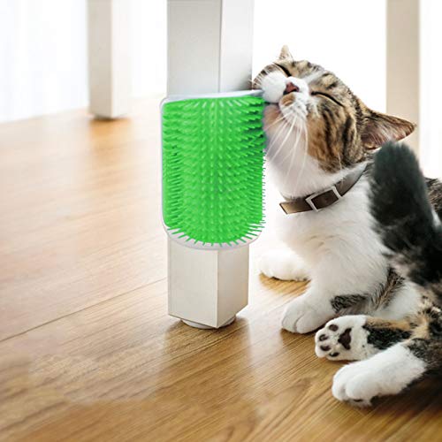 Hub's Gadget 2 Pack Cat Self Groomer, Wall Corner Massage Comb Grooming Brush (Green) - PawsPlanet Australia