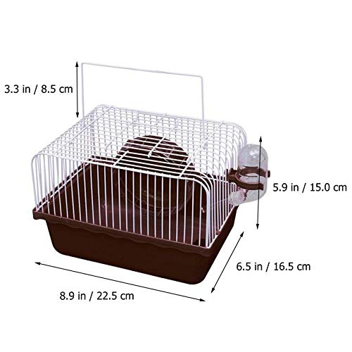 Pet Hamster Cage with Running Wheel Water Bottle Food Basin Portable Carrier House Mice Home Habitat for Going Out, Traveling (Coffee) Coffee