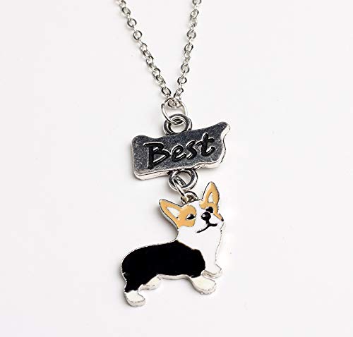 Best Friend Necklaces,Lovely Dog Pendant Friendship Set Metal Necklace for Valentine's Day Present Birthday Christmas Yellow+Black Corgi - PawsPlanet Australia