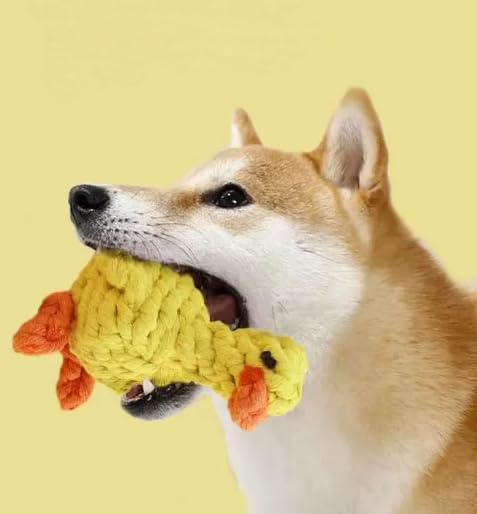 Vaulted Skulls & Co Dog Duck Toy Small 5" | Rope Dog Toys | Duck Pet Toy | Tug of War Rope Dog Toy | Pull & Tug Dog Toy | Duck Dog Treats | Yellow/Orange | 5" 1 Pack - PawsPlanet Australia