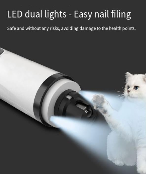 GINGER TECH Heusom Silent Groom Pro Nail Grinder, Rechargeable Dog Nail Trimmer with 2 Replacement Grinding Heads, LED Light & 3 Speeds, 2000mah Long-Lasting Battery for Dogs & Cat - PawsPlanet Australia