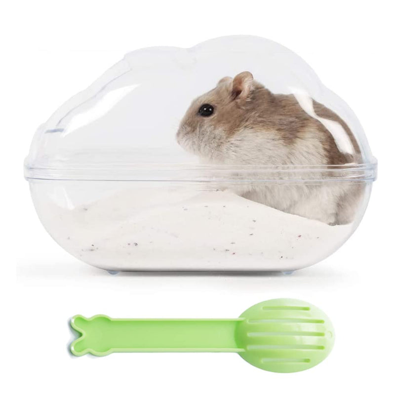Hamster Small Animal Sand Bath Box Bathtub Critter's Bathroom with Bath Sand and Scoop Accessories for Mice Hedgehog Lemming Gerbils or Other Small Pets (Medium) +200g Sand+1 Spoon Medium - PawsPlanet Australia