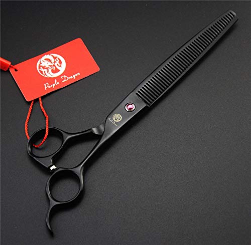 Purple Dragon 8.0 inch Dog Hair Cutting, Curved and Thinning Scissors Shear Pet Grooming Tool Kit Black - PawsPlanet Australia