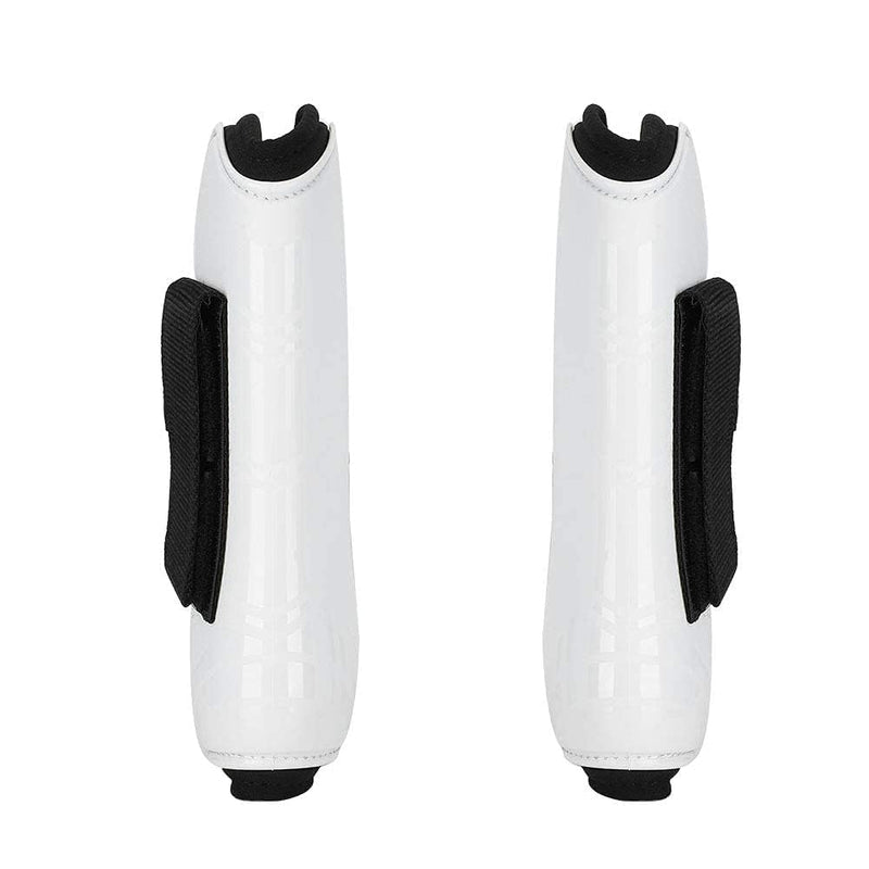 Horse Tendon Boots Open Front/Fetlock Boot for Horse, 4PCS White PU Shell Horse Front Back Leg Guard Boot Wrap Protector Riding Equipment During Jumping Obstacles