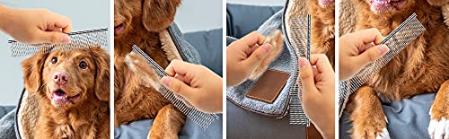 Dog Metal Comb 7.5inch Dogs Dematting Tool Pet Grooming Comb Stainless Steel Teeth Cats Pubby Comb for Removing Hair (L: 19x5cm) L: 19*5cm - PawsPlanet Australia