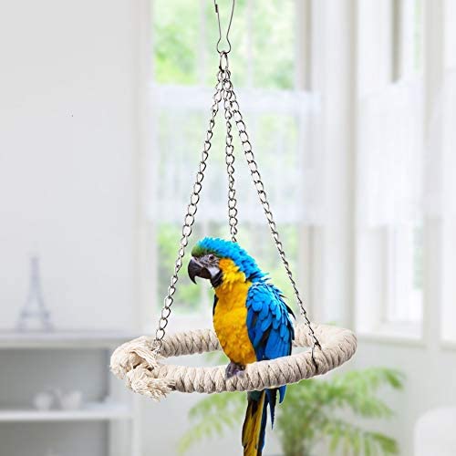 Pet Bird Parrot Swing Hanging Toy Parakeet Budgie Cockatiel Cage Hammock Swing Toy Round Cotton Rope Tri Toy Hanging Toy - PawsPlanet Australia