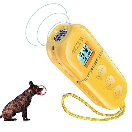 MODUS Ultrasonic Dog Barking Control Device,3 in 1 Sonic Bark Deterrent with LED Light Dog Training Tool&Behavior Aids, Rechargeable Anti Barking Device, Barking Silencer for Dogs(Indoor & Outdoor) Orange
