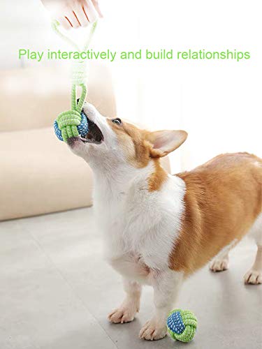 Knotted Woven Pet Dog Toy，Eco-Friendly Cotton Rope Toys, Bite-Resistant Rope Knot Dog Toy，Medium/Small Dogs Toy，Not Suitable for Dogs with Strong Aggressive Chewing Drop ball②