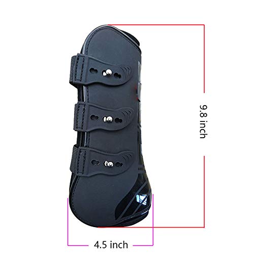 Open Front Jumping Tendon Horses Boots, Secure Leg Protection, Lightweight and Tough Dressage Horse Riding Equestrian Equipment Brown(Front & Hind Boots Set)