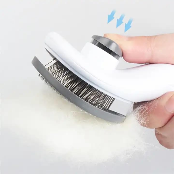 Cat Grooming Brush, pet brush hair remover, Self Cleaning Slicker Brushes for Dogs Cats, dog massage brush (GRAY) Gray and white - PawsPlanet Australia
